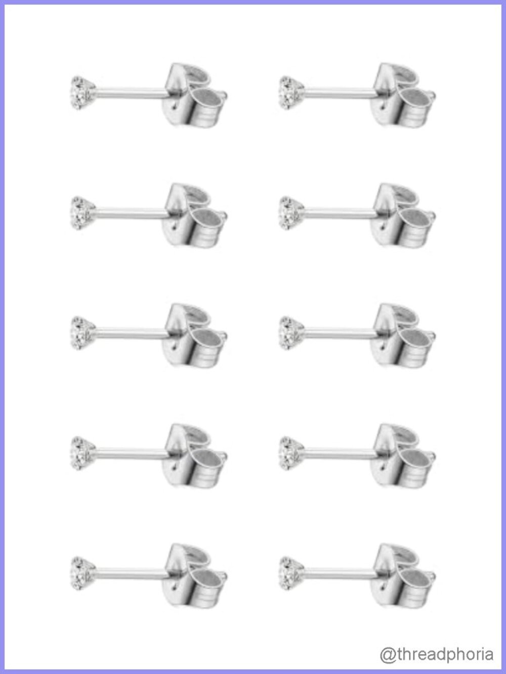Small Stud Earrings Set Surgical Stainless Steel Cubic Zirconia